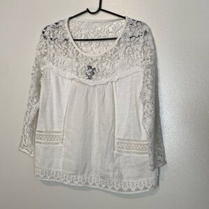 Guest Editor lace and cotton lined white shirt new medium